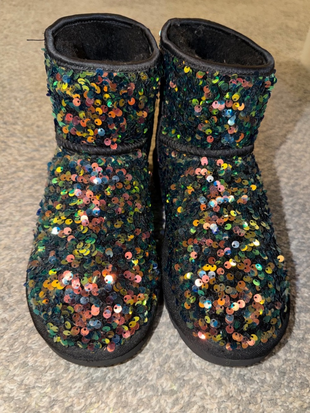 UGG Stellar Sequin Black Classic Mini Boots RARE - Picture 5 of 8